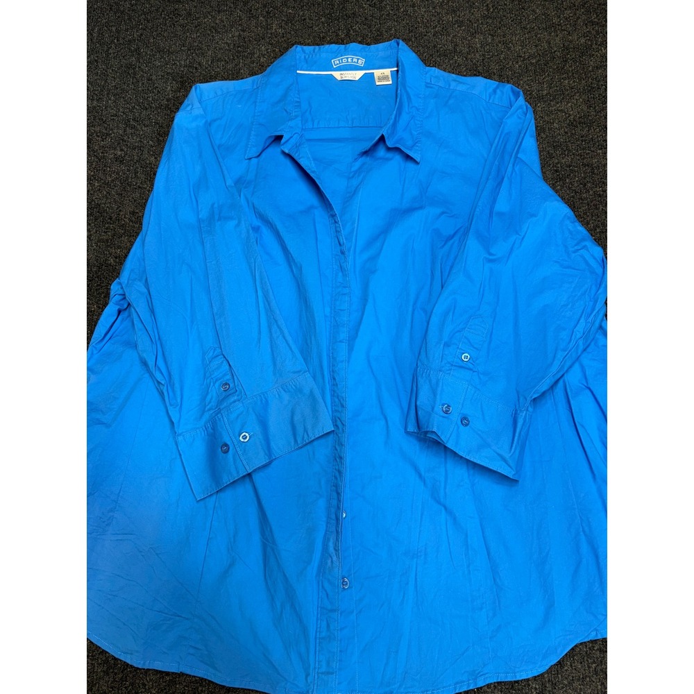 Riders by Lee Instantly Slims You Bright Blue Button Down Shirt 4X Plus Size